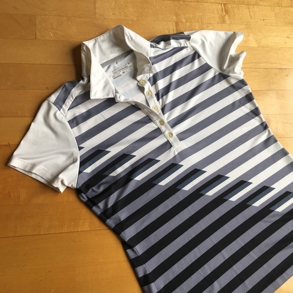 Nike Golf Tour Performance Dri-Fit Striped Polo Tee, Black, Gray, White, Size M - Picture 1 of 17